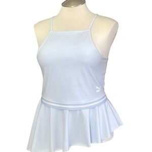 Puma‎ Xtreme Tight Frilled Top Halogen Blue Peplum Tank Cross Back NWT Large